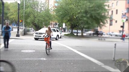 Topless Blonde's Public Ride