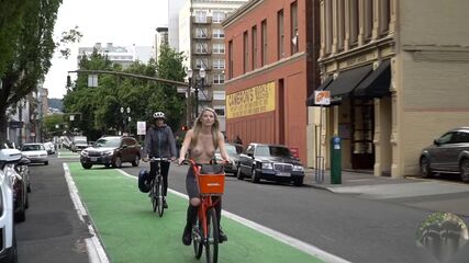 Topless Blonde's Public Ride