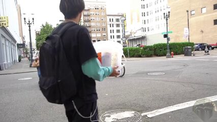 Topless Blonde's Public Ride